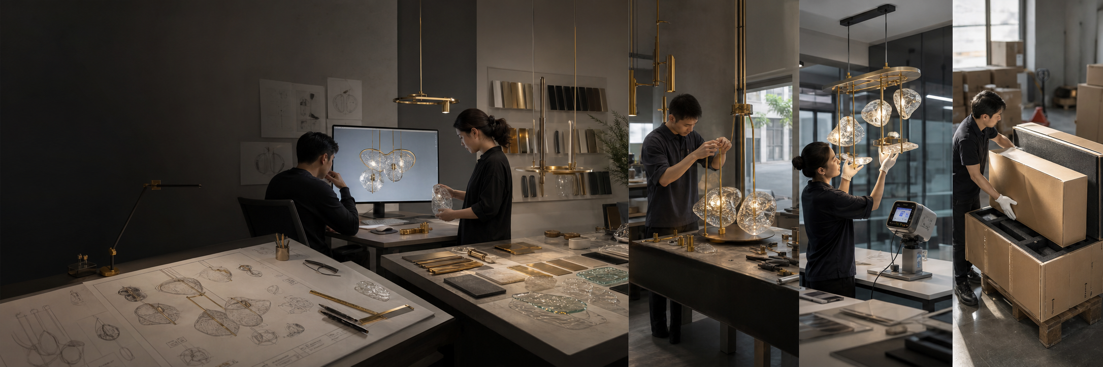 ODSEN team developing and inspecting decorative lighting